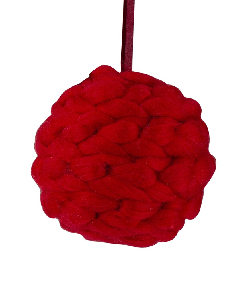 Northern Lights Northlight 5.5in Red Yarn Ball Hanging Christmas Ornament In Red