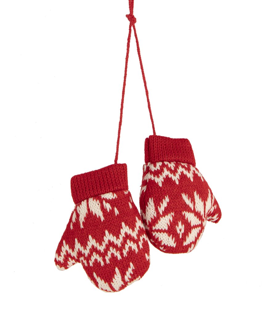 Northern Lights Dnu Unprofitable Northlight 4in Red And White Nordic Knit Mittens Christmas Ornament In Red