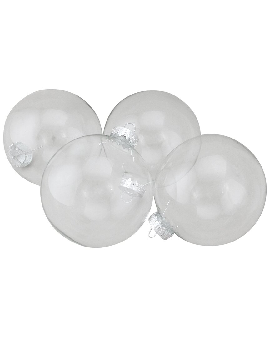 Northern Lights Northlight 4ct Clear Glass Ball Christmas Ornaments 4in