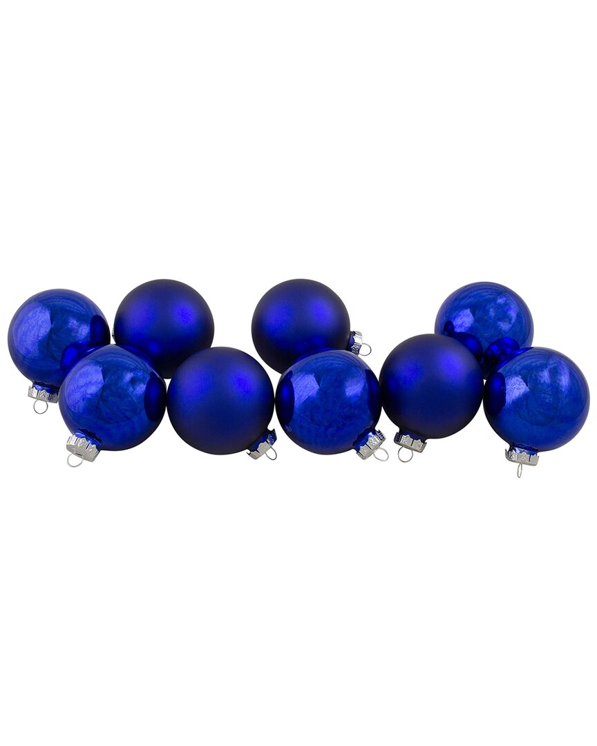 Shop Northern Lights Northlight 9ct Shiny And Matte Royal Blue Glass Ball Christmas Ornaments 2.5in (65mm)
