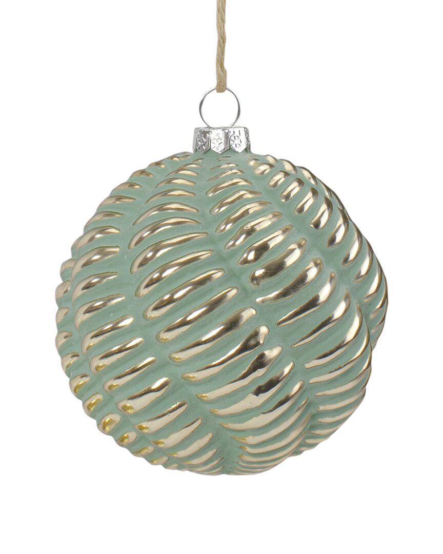 Northern Lights Northlight 4in Green And Gold Glass Ball Christmas Ornament In Green
