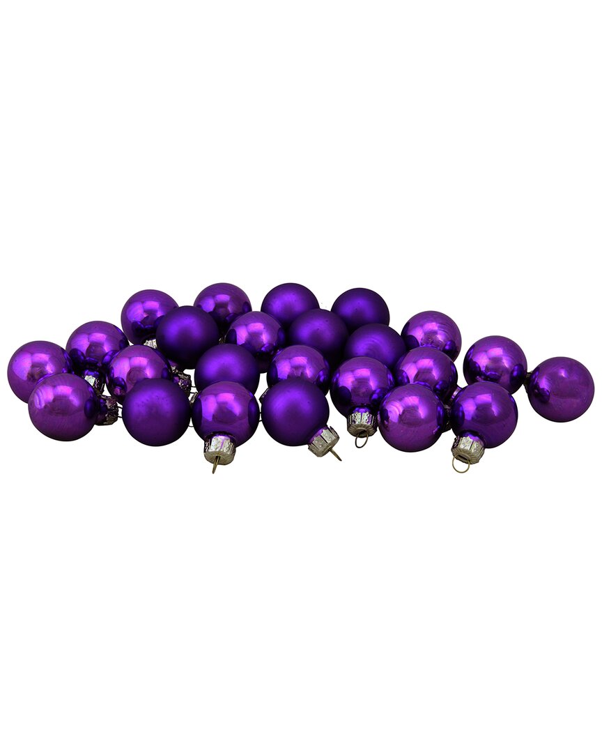 Northern Lights Dnu Unprofitable Northlight 24ct Purple 2-finish Glass Ball Christmas Ornaments 1in (25mm) In Purple
