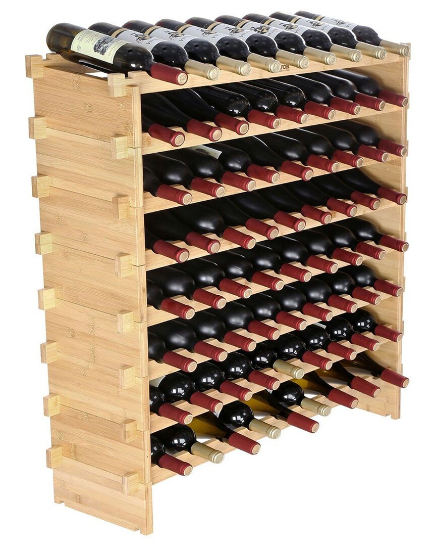 Vevor 72 Bottle Stackable Modular Wine Rack In Brown