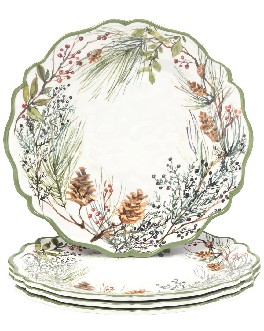 Certified International Set Of 4 Winters Forest Dinner Plates