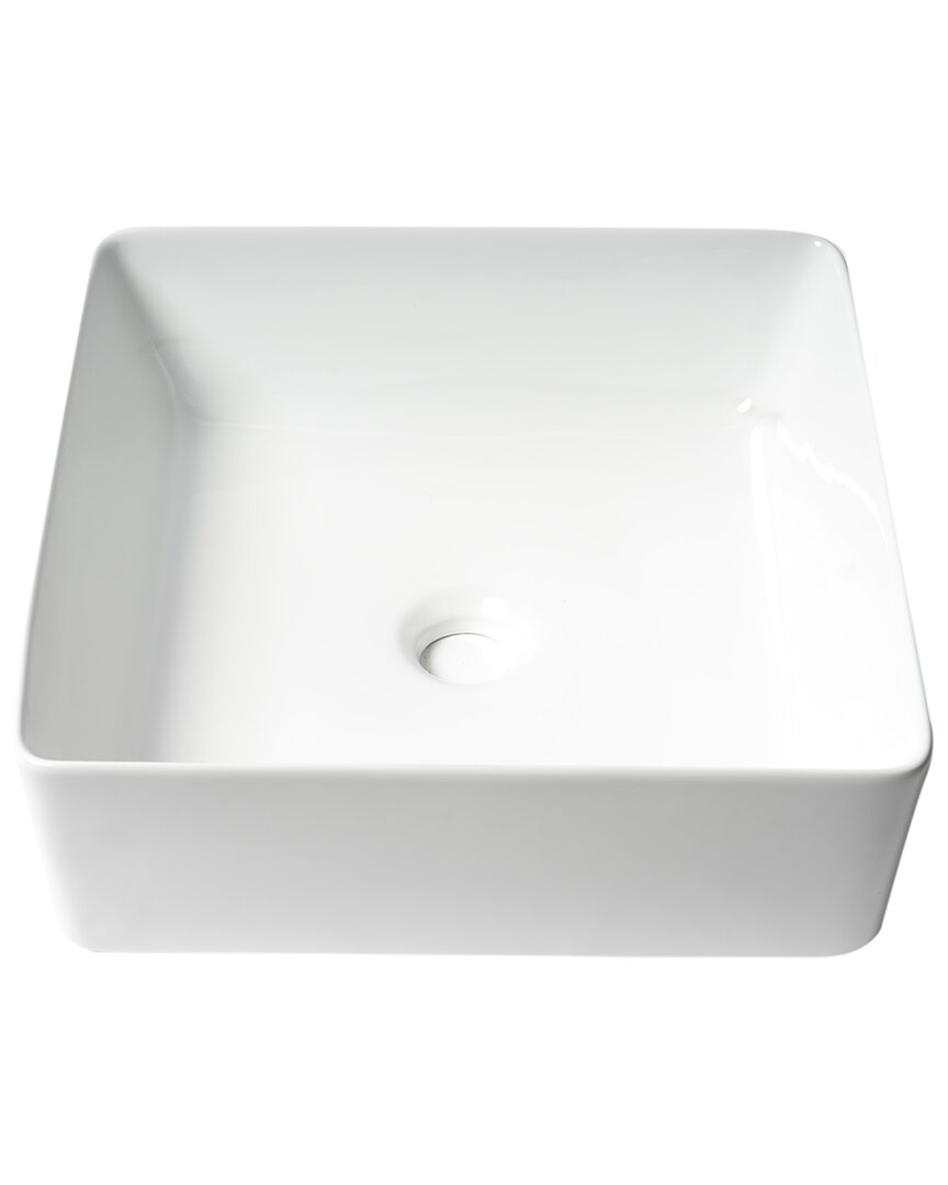 Alfi White 16in Modern Square Above Mount Ceramic Sink