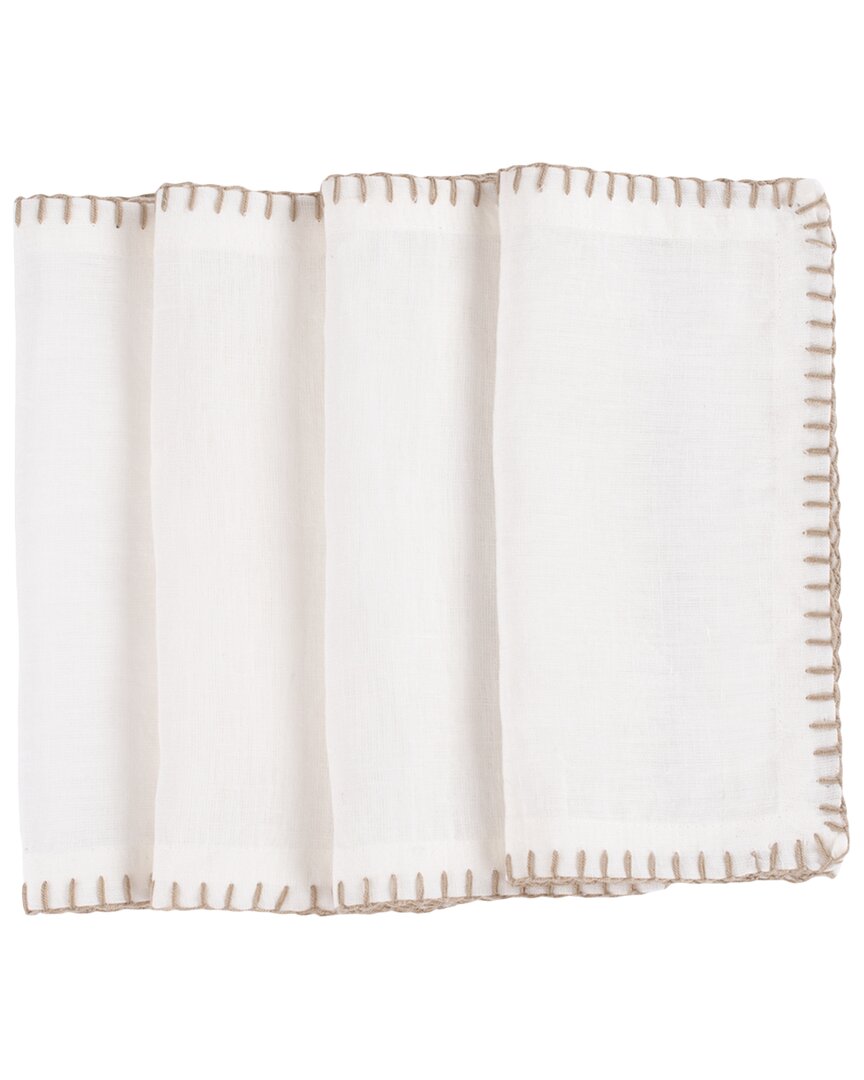 Amity Home Set Of 4 Bryce Linen Cocktail Napkins