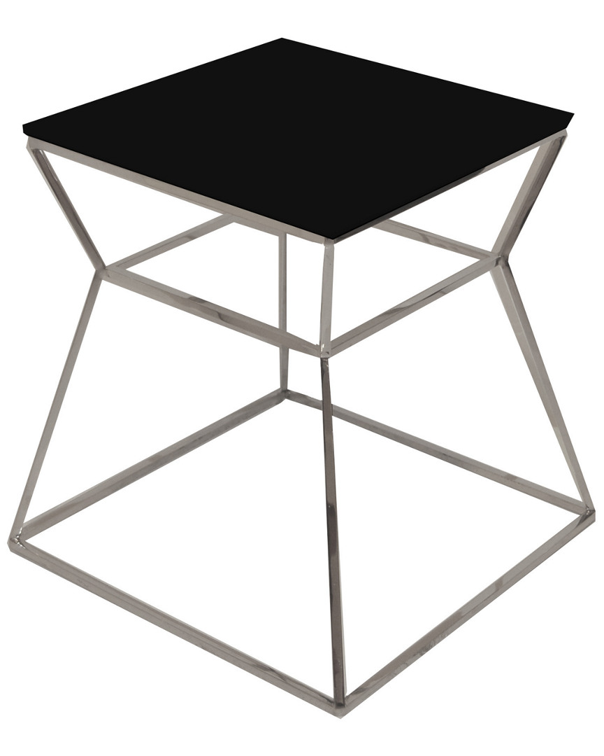 Pangea Home Geo Side Table Metal Frame With Glass Top