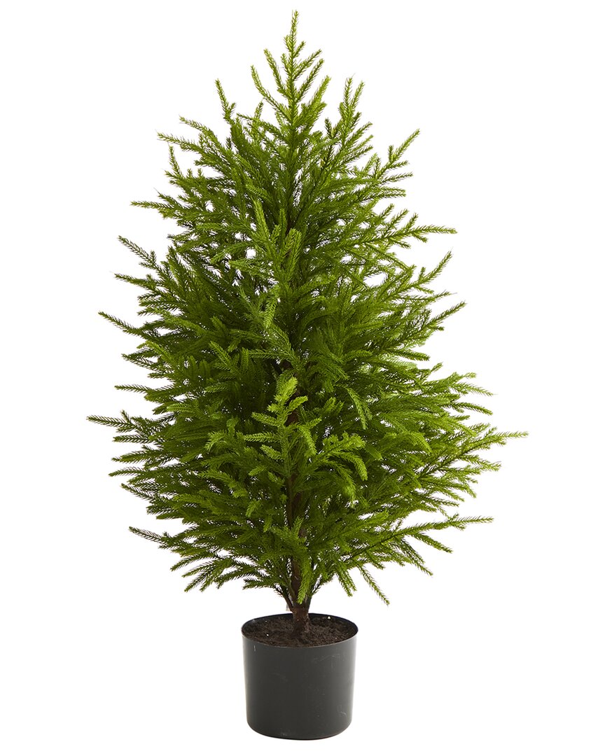 Shop Nearly Natural 40in Norfolk Island Pine Natural Look Artificial In Green