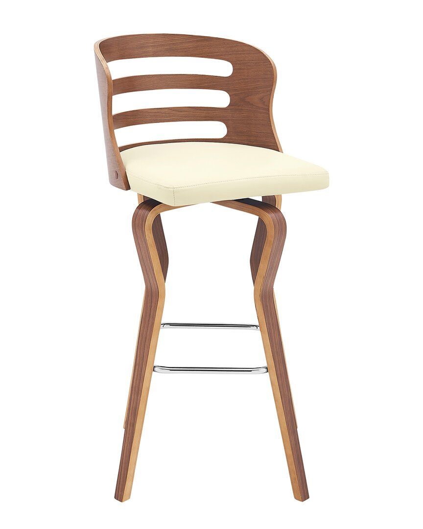 Armen Living Verne 30in Swivel Walnut Wood Bar Stool In Cream