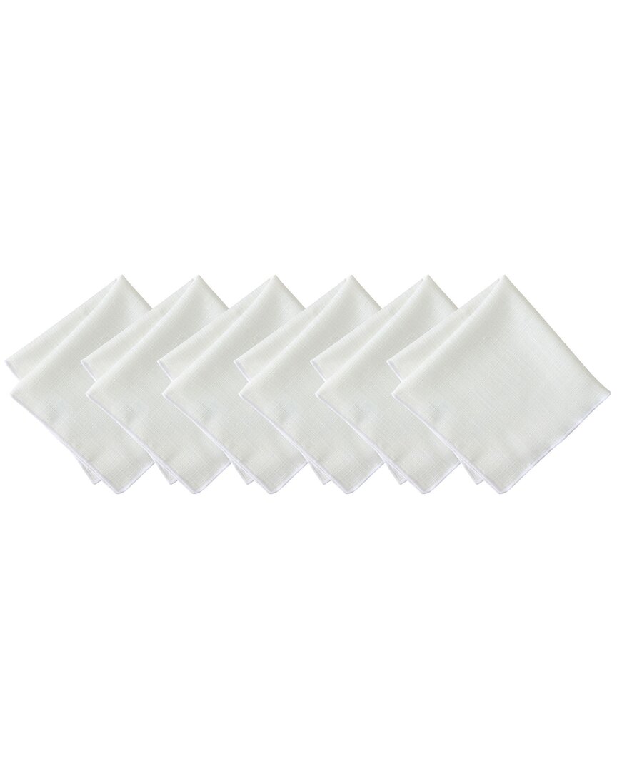 Villeroy & Boch Set Of 6 Classic Embroidered Border Napkins In White