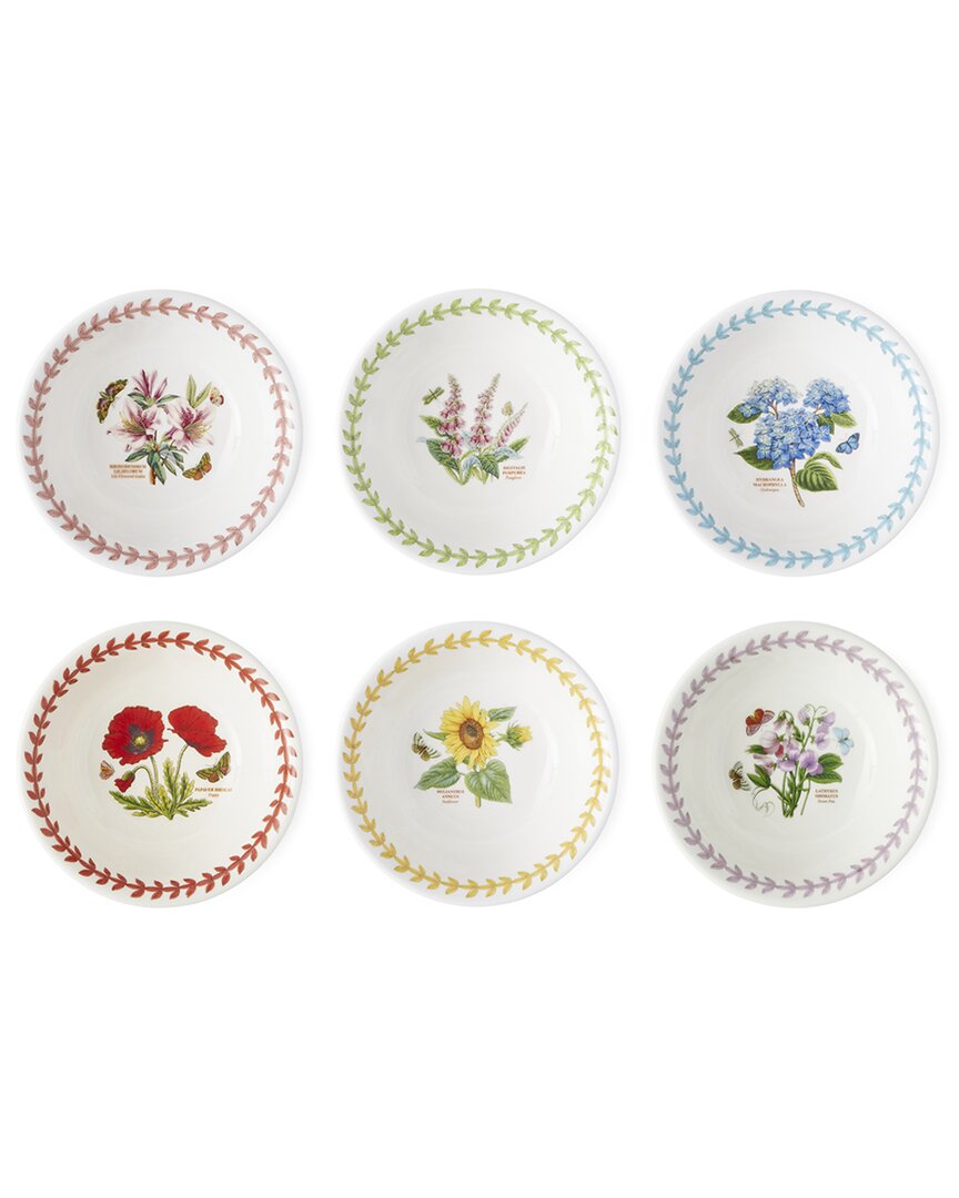 Portmeirion Set Of 6 Botanic Garden Meadow Oatmeal Bowls In White