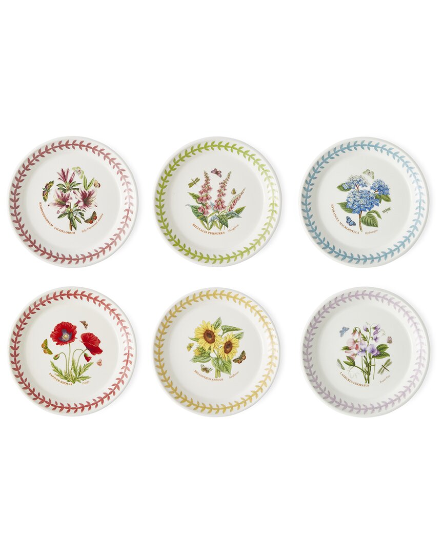 Portmeirion Set Of 6 Botanic Garden Meadow Salad Plates In White