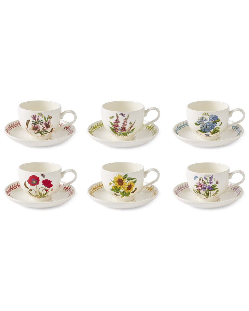 Portmeirion Set Of 6 Botanic Garden Meadow Breakfast Cups & Saucers In Multi