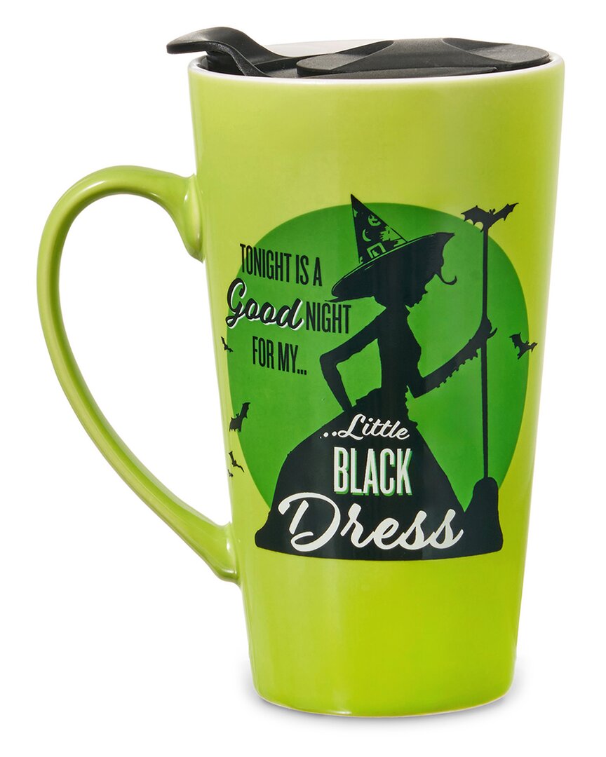 Godinger Witchy Chic Porcelain Travel Mug In Green