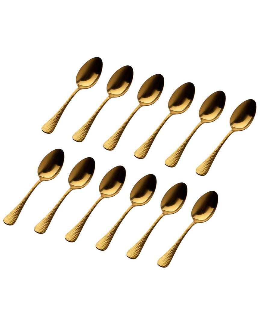 Godinger Set Of 12 Salem Matte Gold 18/0 Stainless Steel Teaspoon