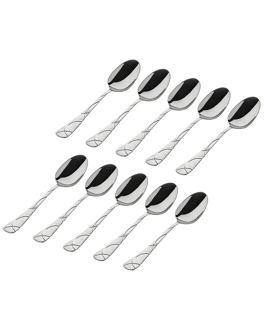 Godinger Set Of 10 Olympia Sandblasted 18/0 Stainless Steel Teaspoon