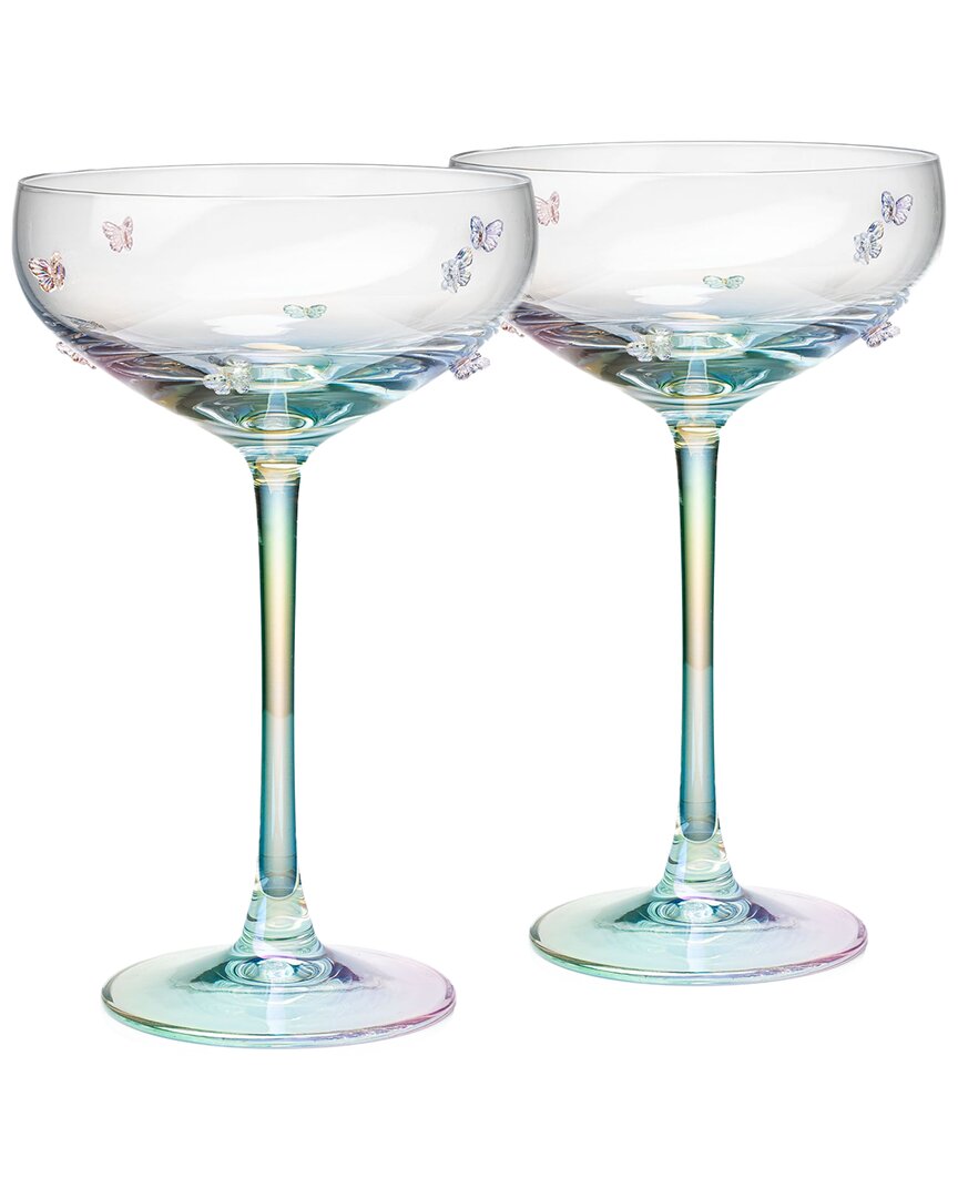 Godinger Luster Butterfly Coupe Pair