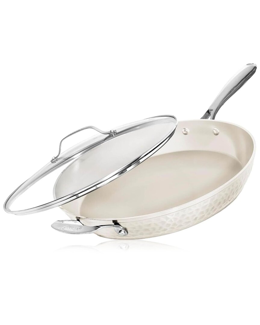 Gotham Steel Hammered 14in Ultra Ceramic Nonstick Family Pan With Lid