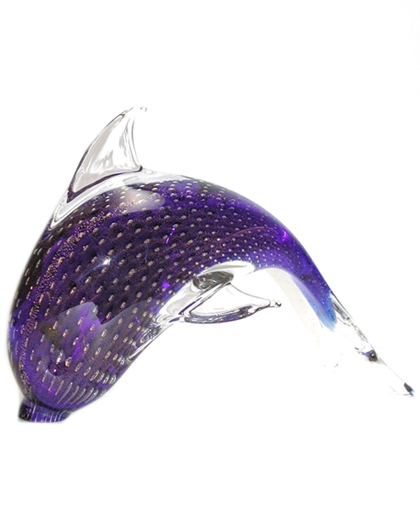 Murano Art Collection Glass Dolphin In Purple