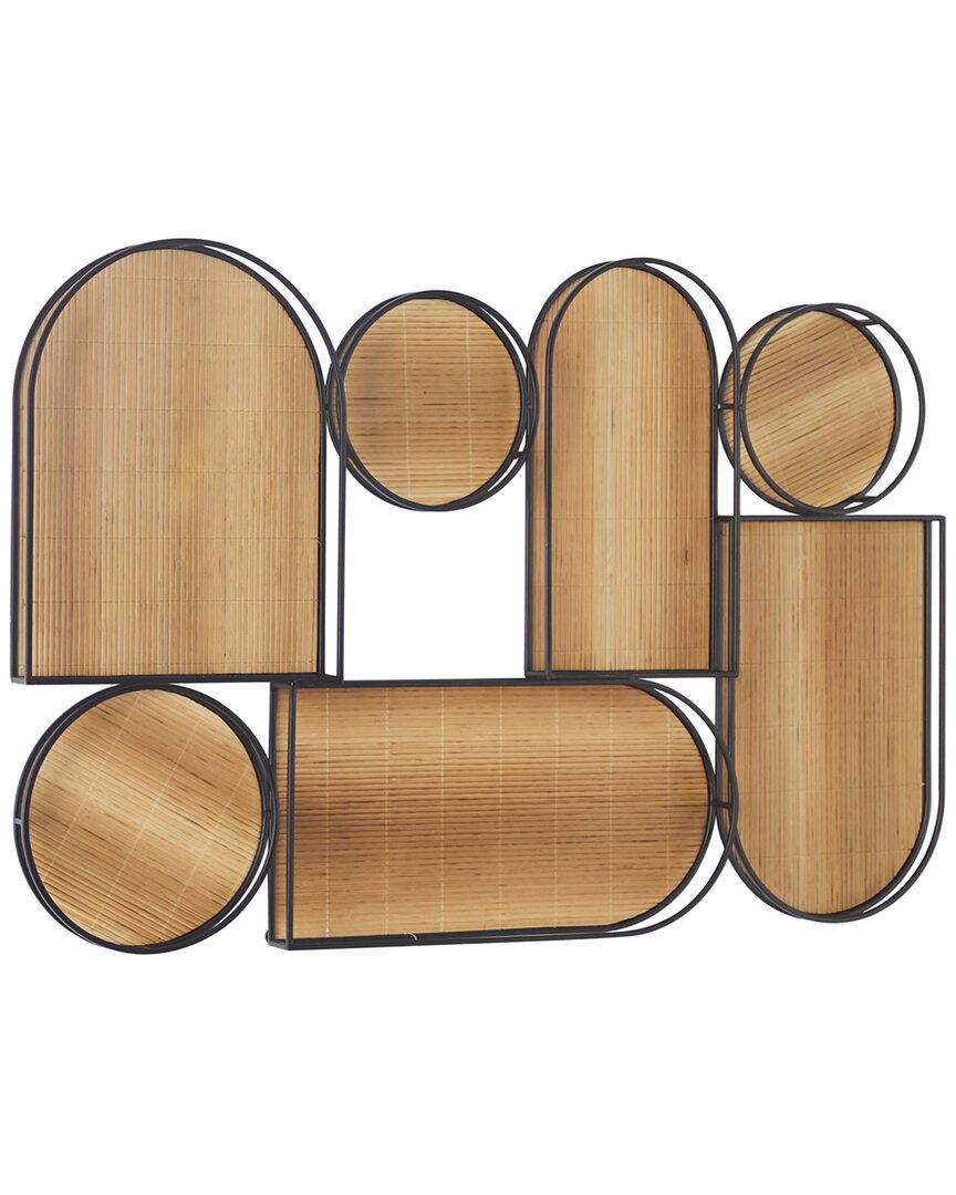 The Novogratz Geometric Brown Bamboo Shapes Wall Decor With Slatted Wood Design