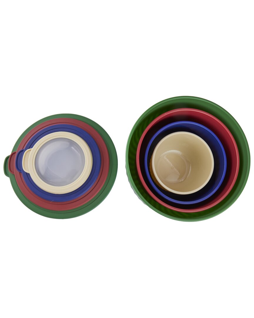 Godinger Colorful Fluted Storage Bowls With Lid (set Of 4) In Multi