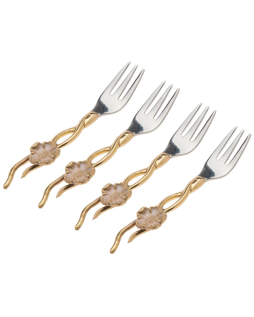 Godinger Hellobore Dessert Forks (set Of 4) In Gold