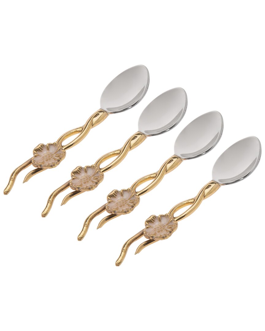 Godinger Hellobore Dessert Spoons (set Of 4) In Gold