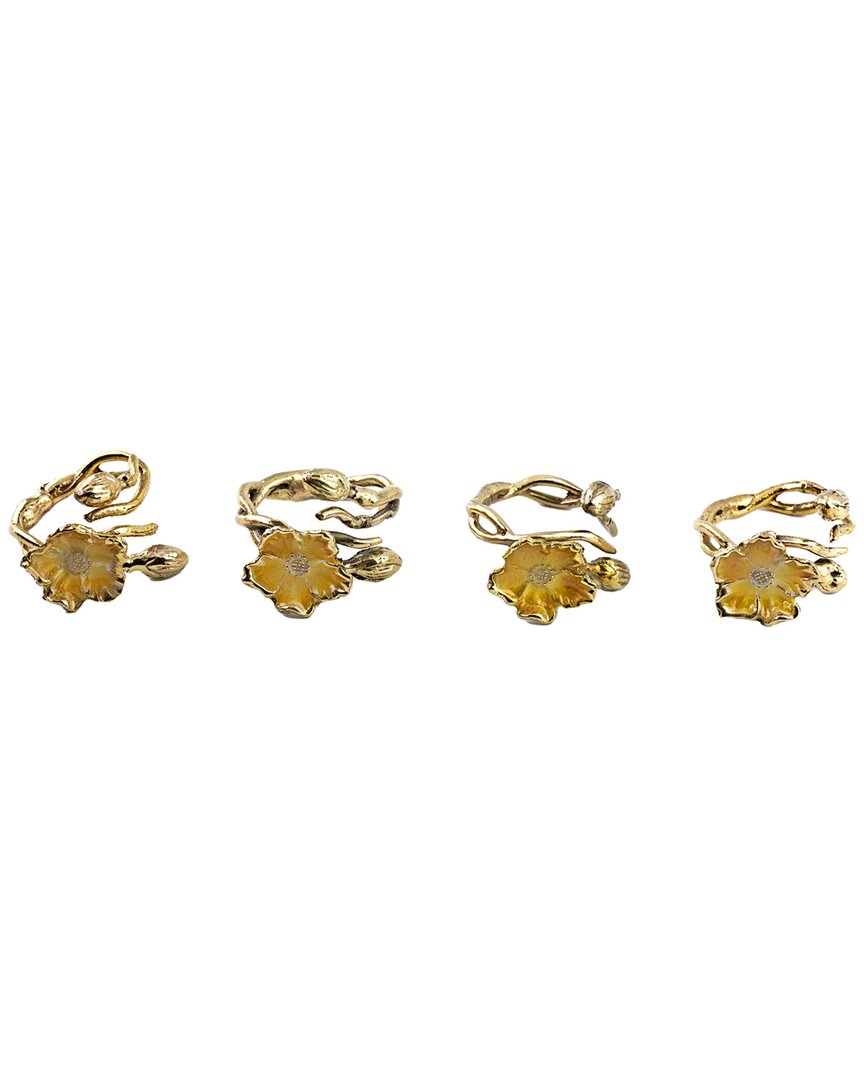 Godinger Hellobore Napkin Rings (set Of 4) Gold/ye