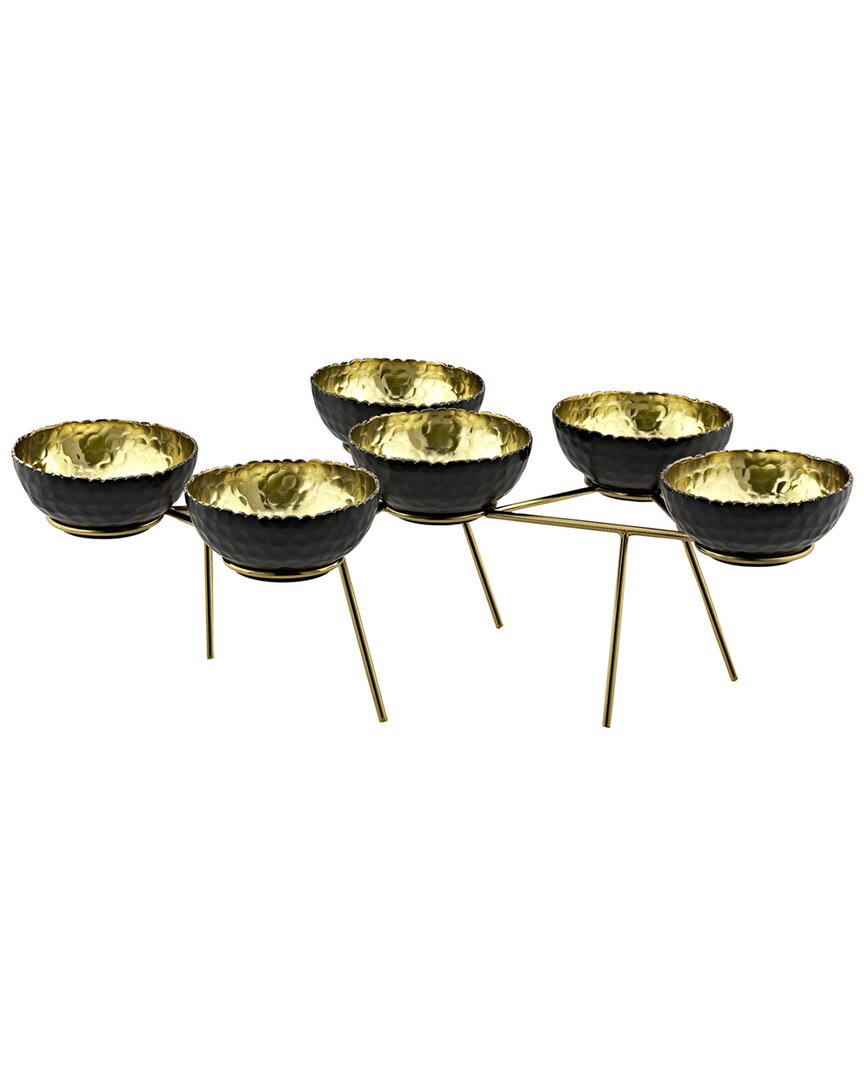 Godinger Munro Hammered 6pc Bowls And Stand In Black