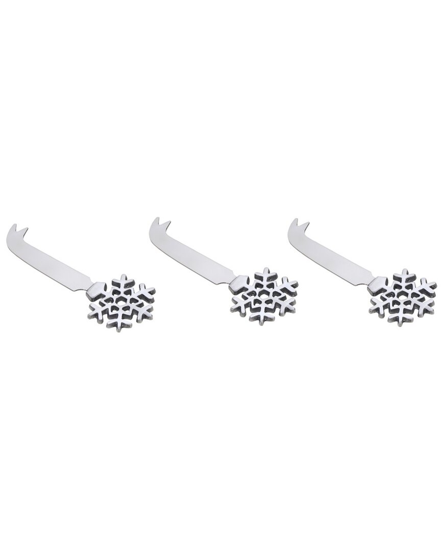 Godinger Dnu Aur Discontinued  Snowflake Cheese Knives (set Of 3) In Silver