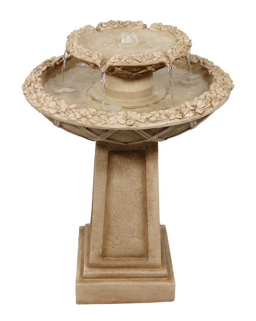 Shop Sunnydaze 2-tier Beveled Flower Outdoor Water Fountain In Brown