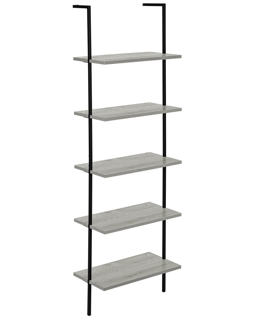 Monarch Specialties 5 Tier Etagere Ladder Bookshelf In Grey