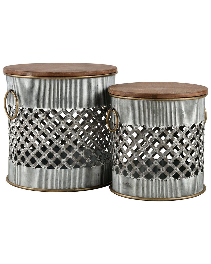 Artistic Home & Lighting Artistic Home Set Of 2 Parla Accent Stools In Silver