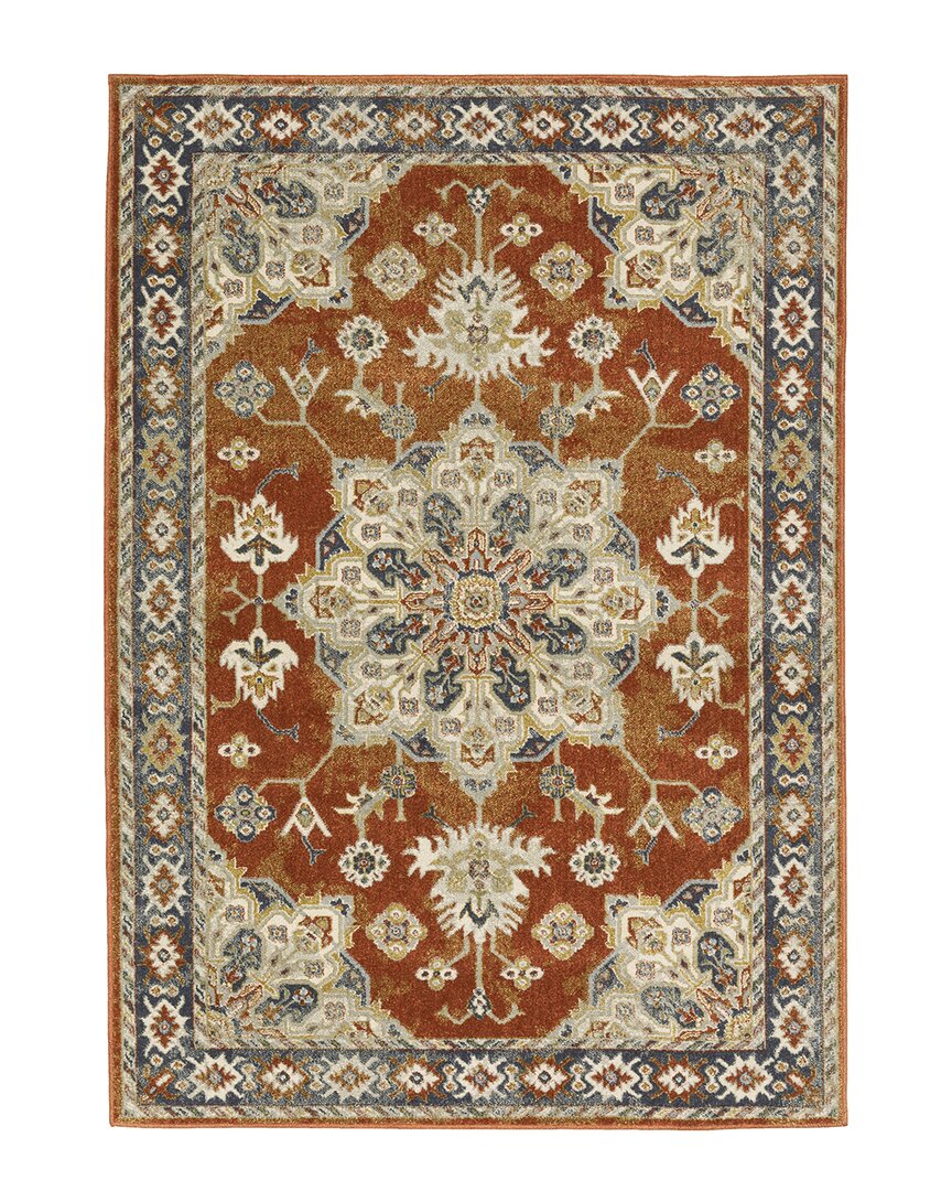 Stylehaven Barrett Traditional Oriental Medallion Cut Pile Rug In Rust