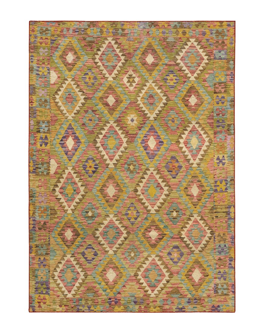 Stylehaven Marcel Southwestern Washable Flat Weave Indoor Rug In Gold