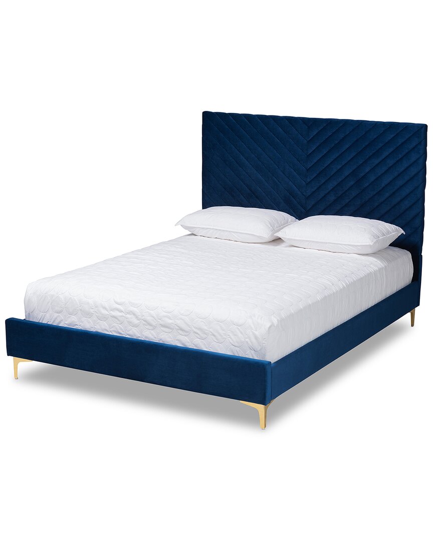 Baxton Studio Fabrico Contemporary Glam Luxe Velvet Platform Bed In Blue