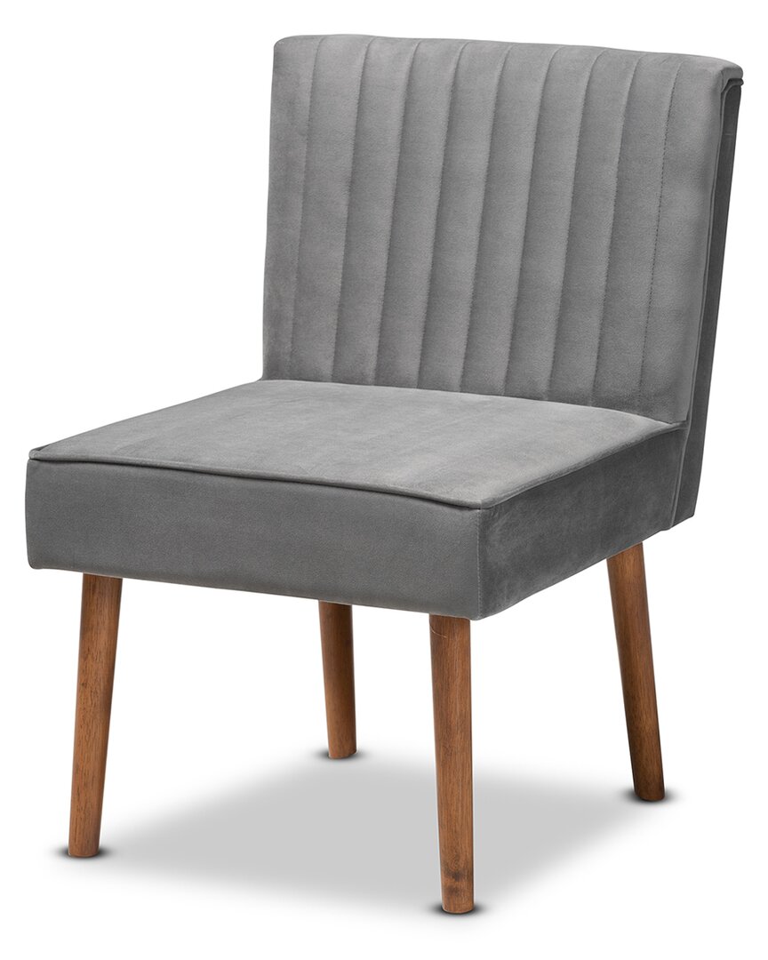 Baxton Studio Alvis Velvet Upholstered Dining Chair In Grey