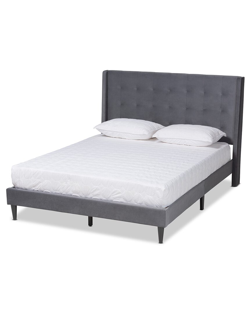 Baxton Studio Gothard Modern Contemporary Velvet Upholstered Platform Bed In Grey