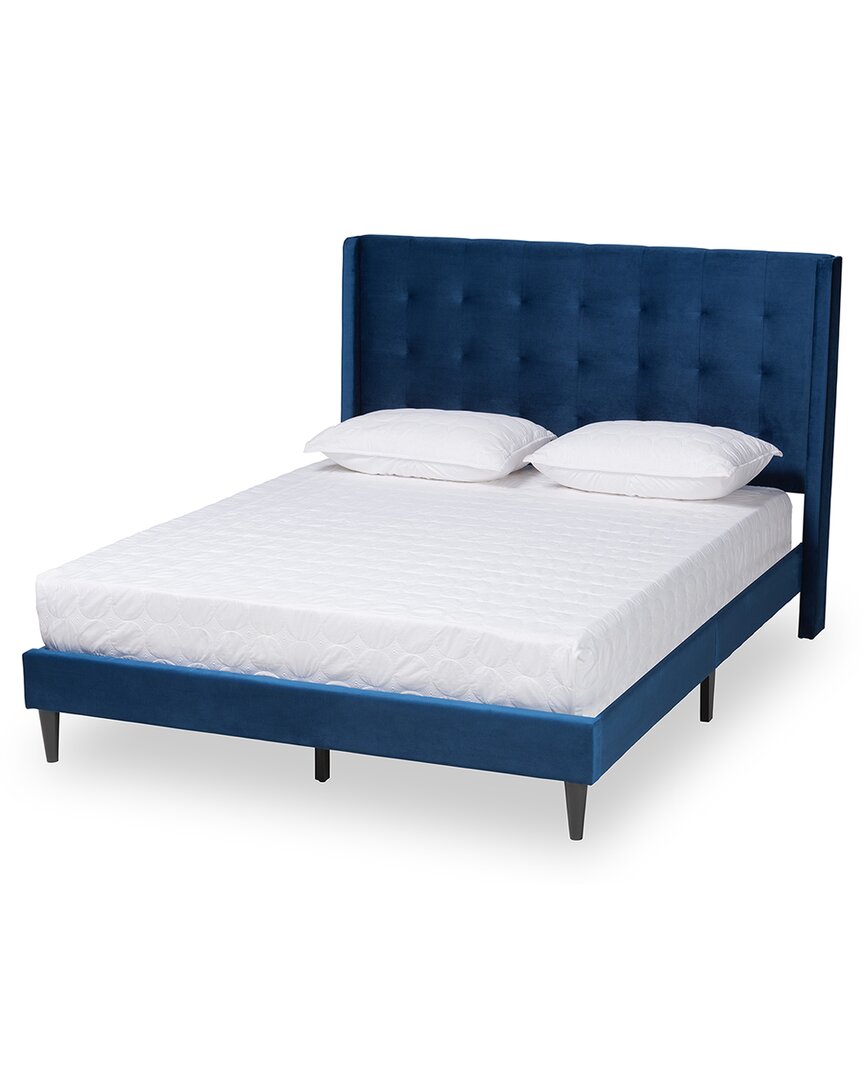 Shop Baxton Studio Gothard Modern Contemporary Velvet Upholstered Platform Bed In Blue