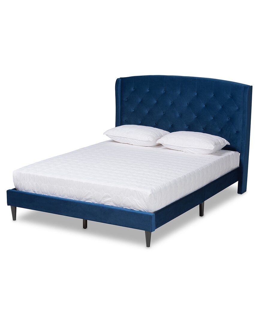 Baxton Studio Joanna Modern Contemporay Velvet Upholstered Platform Bed In Blue