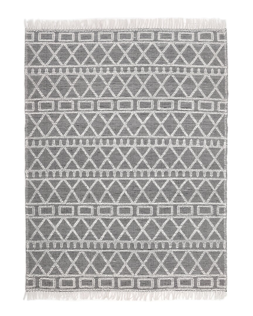 Solo Rugs Alberta Contemporary Geometric Hand-woven Wool-blend Area Rug In Black