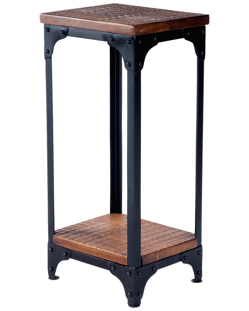 Butler Specialty Company Gandolph Industrial Chic Wood & Iron Pedestal Stand In Brown