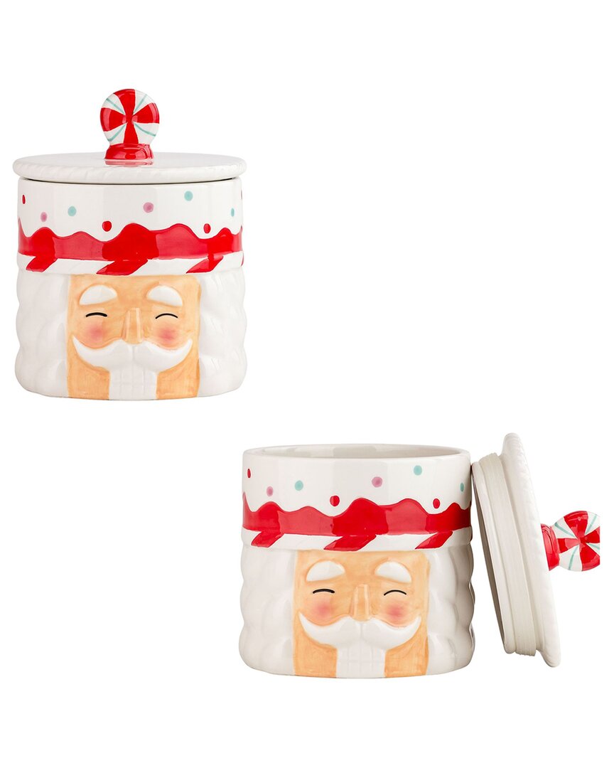 10 Strawberry Street Set Of 2 Nutcracker Face Canister In Red
