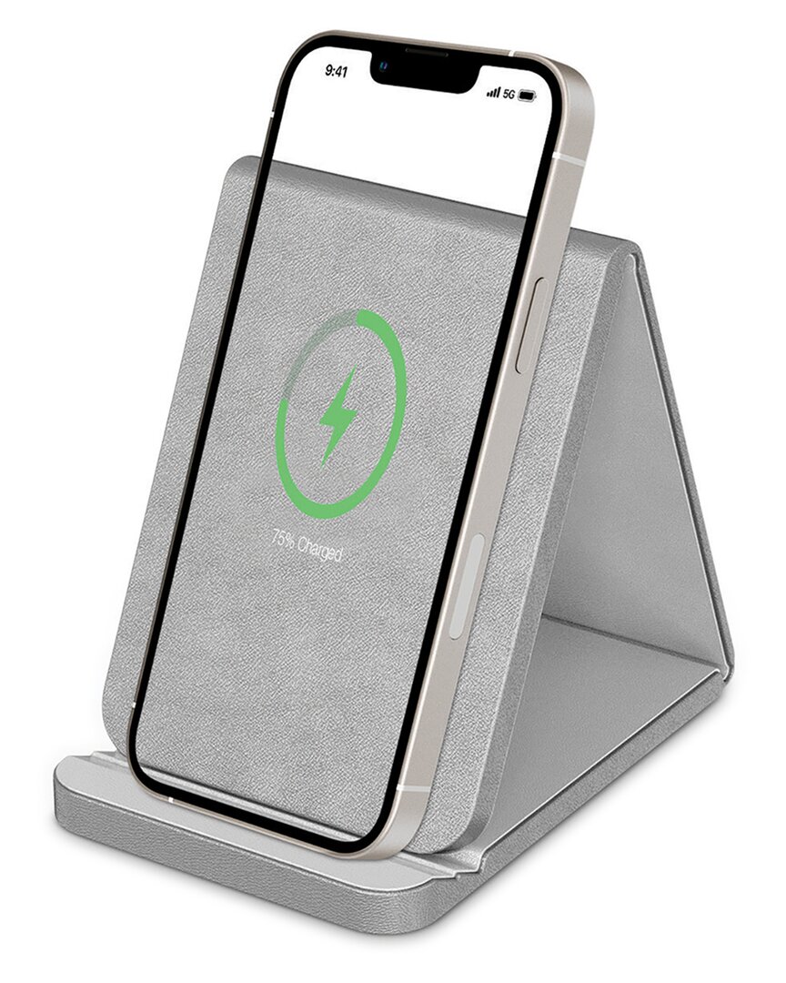 Phunkee Tree Folding Leather Wireless Charging Stands In Silver