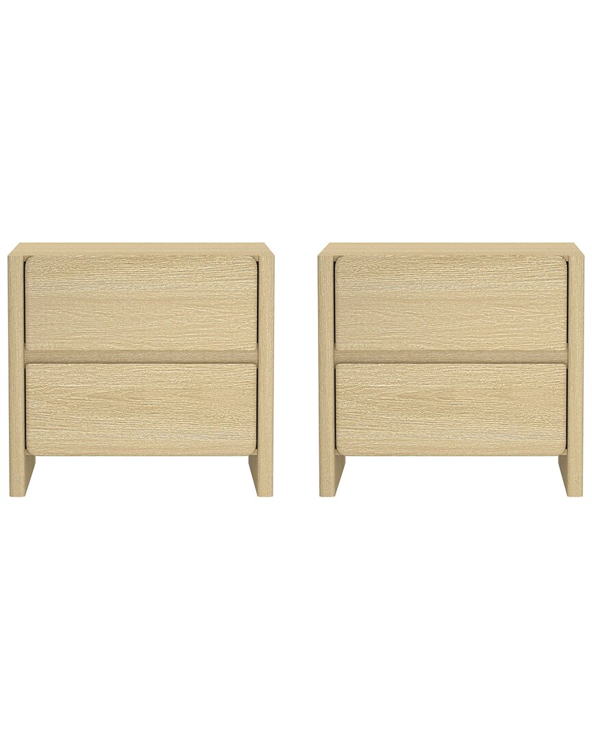 Manhattan Comfort Set Of 2 Linda Modern Nightstands (2-drawer) In Brown