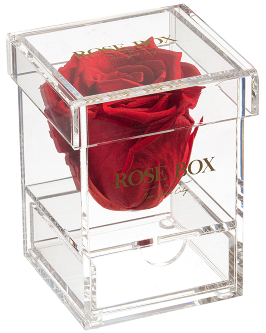 Rose Box Nyc Single Red Flame Rose Jewelry Box