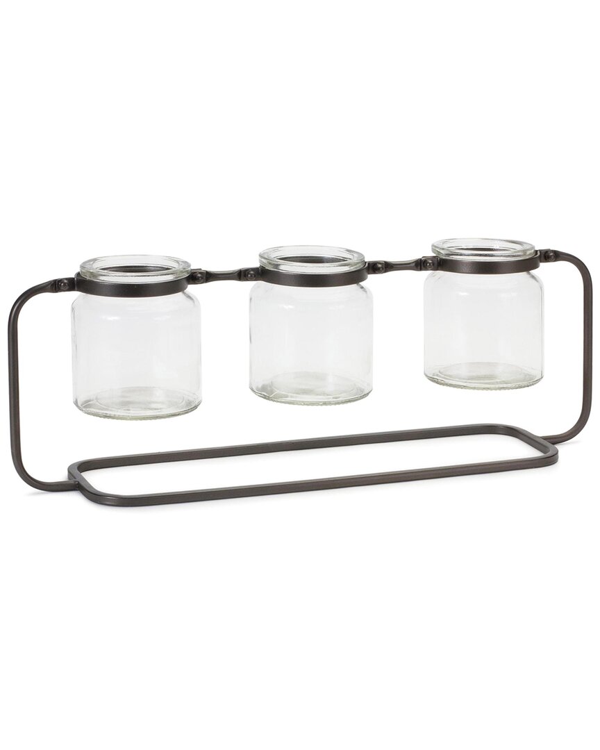 Melrose International Bottle Vases In Iron Stand In Black