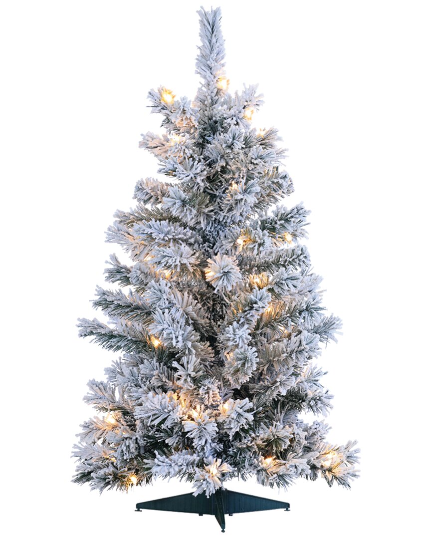 Sterling Tree Company 3ft Flocked Colorado Spruce With 50 Ul Clear Lights. In Green