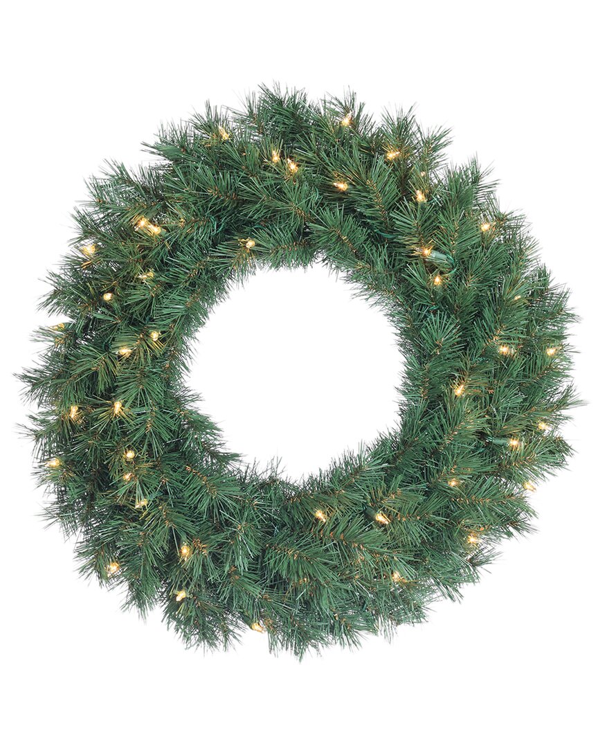 Sterling Tree Company 24-inch Diameter Pre-lit Aspen Spruce Wreath With 50 Ul Clear Lights In Green