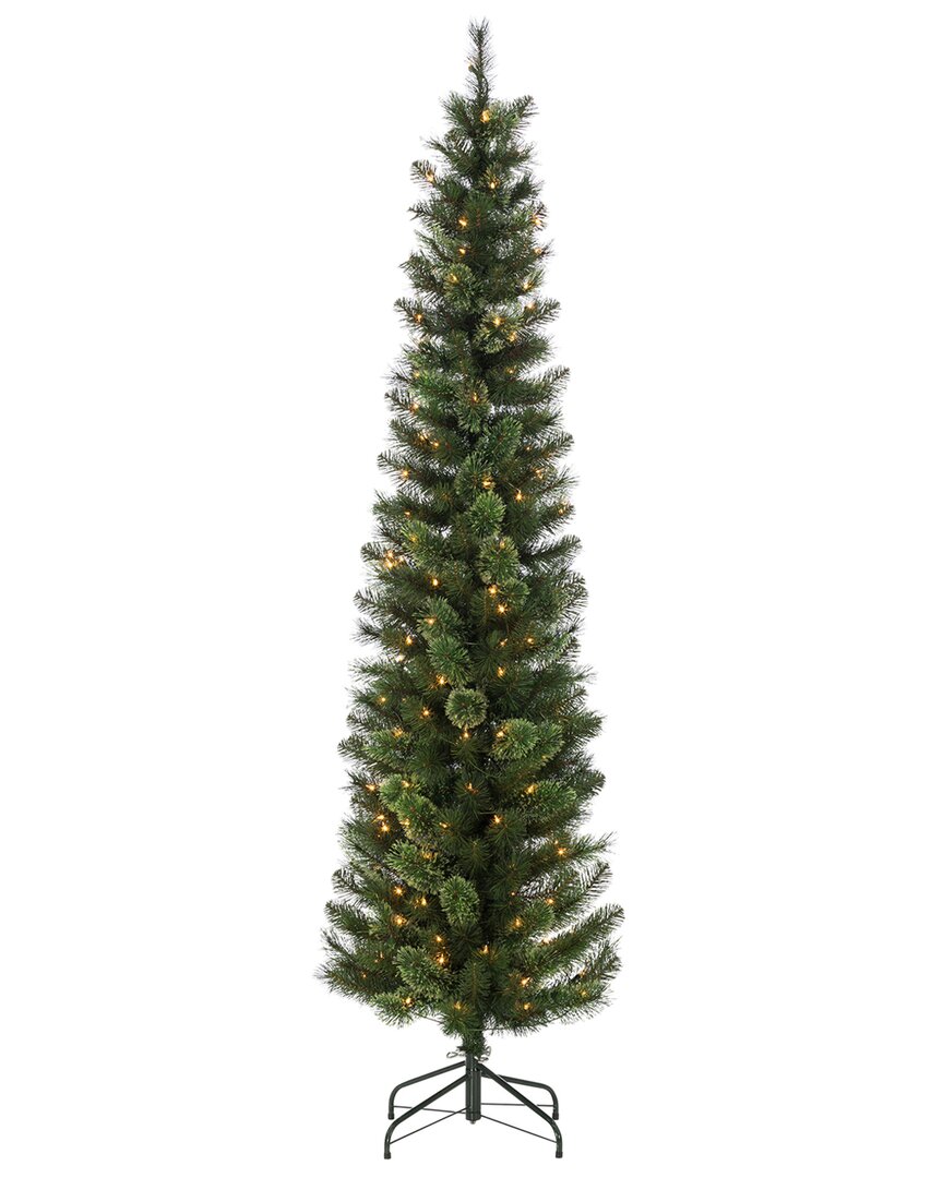 Sterling Tree Company 7.5ft Hard Mixed Needle Cashmere Pencil Tree With 200 Clear Lights In Green